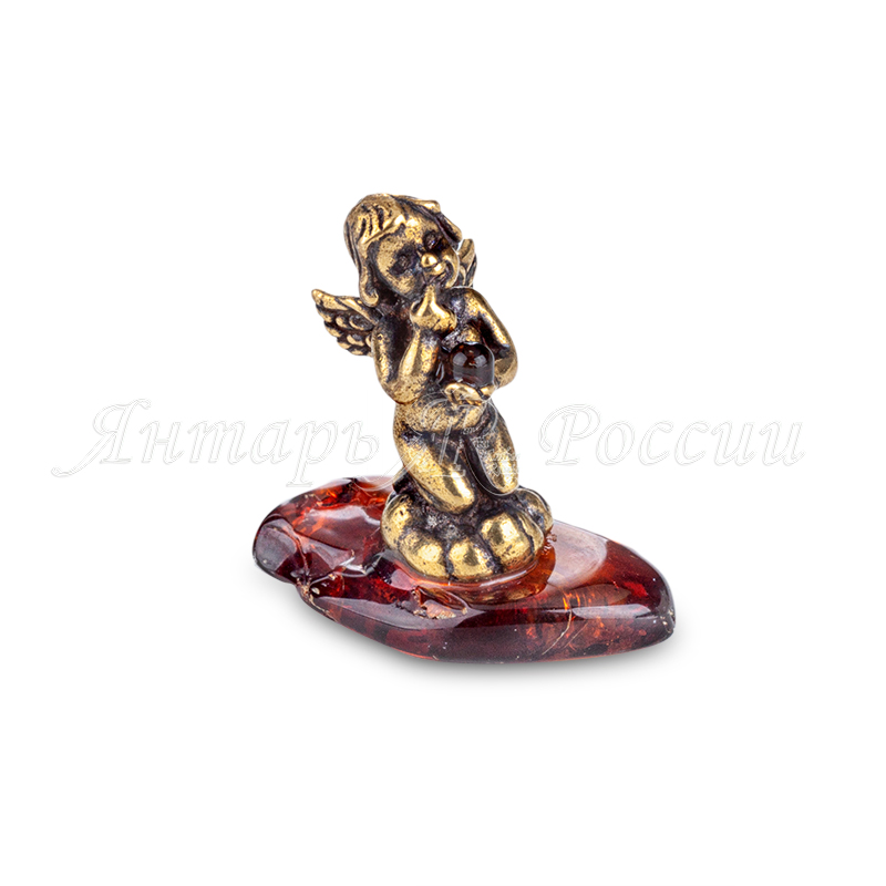 Ангел сидит на коленках Латунь, янтарь